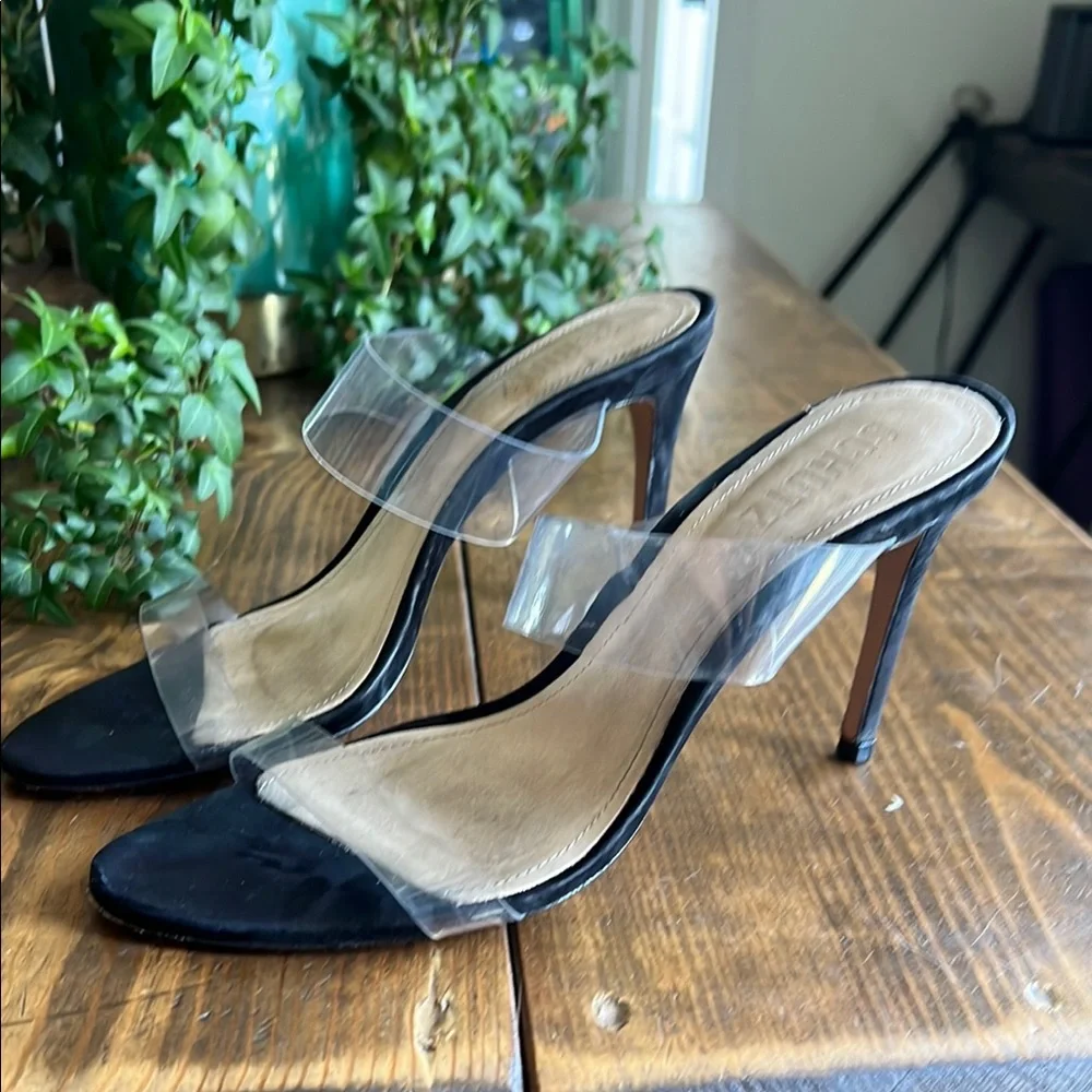 SCHUTZ Black High Heel Sandals with Transparent Straps - Picture 2 of 4
